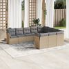 vidaXL 10-delige Loungeset met kussens poly rattan beige
