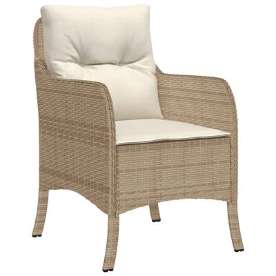 vidaXL 5-delige Tuinset met kussens poly rattan beige