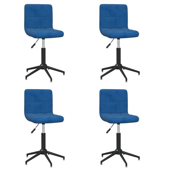 vidaXL Eetkamerstoelen draaibaar 4 st fluweel blauw