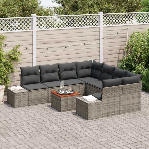 vidaXL Tuin Sofa Set 9 pcs Grijs