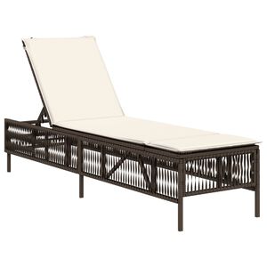 vidaXL Ligbed met kussen poly rattan bruin