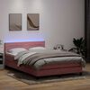 vidaXL Boxspring met matras en LED fluweel roze 140x220 cm