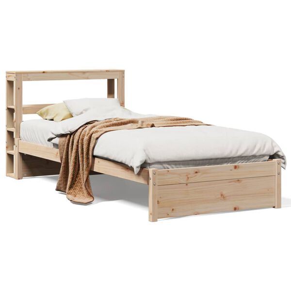 vidaXL Bedframe met hoofdbord massief grenenhout 75x190 cm