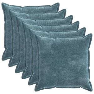 vidaXL Kussensloop 6 pcs HOUTEN Blauw 80 x 80 cm Chenille Stof