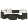vidaXL Bankstel 6 st Zwart en Cream Wit Poly Rattan en Staal