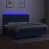 vidaXL Boxspring met matras en LED stof blauw 200x200 cm