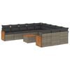 vidaXL 12-delige Loungeset met kussens poly rattan grijs
