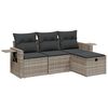 vidaXL 4-delige Loungeset met kussens poly rattan lichtgrijs