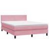 vidaXL Boxspring met matras en LED fluweel roze 160x210 cm