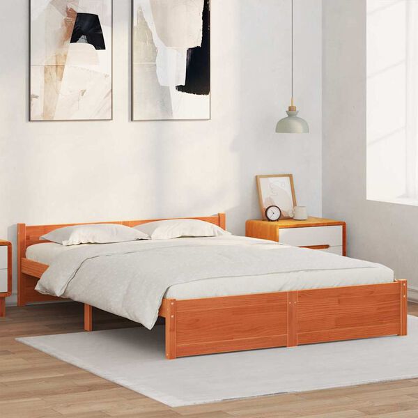vidaXL Bedframe Wasbruin 205.5 x 95.5 x 51 cm Massief grenenhout