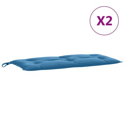 vidaXL Tuinbankkussens 2 st 100x50x7 cm stof gemêleerd blauw