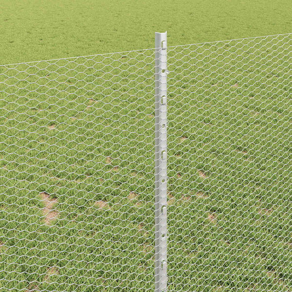 vidaXL Hek met Paal Zilver 1 x 10 m Staal