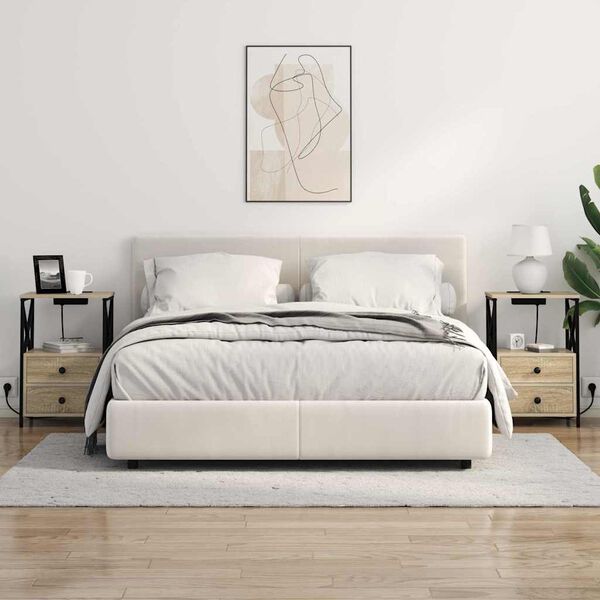 vidaXL Nachtkastje 2 pcs Sonoma Eiken 40 x 31 x 60 cm Bewerkt hout