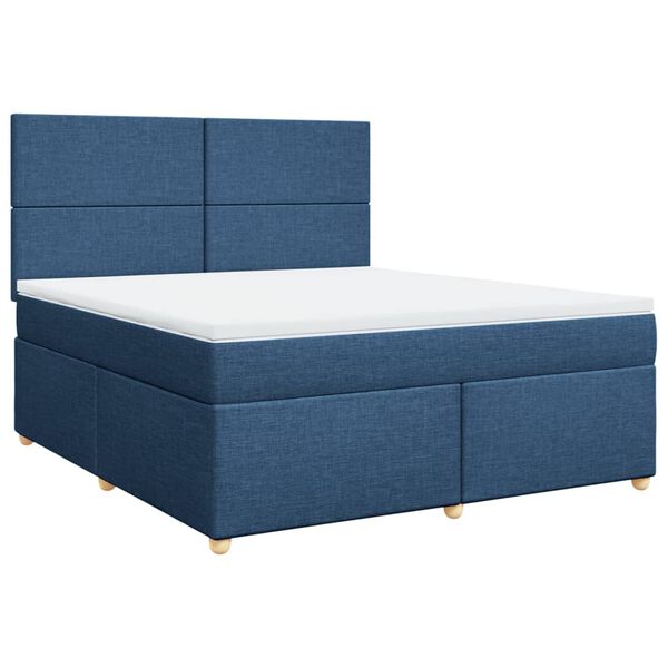 vidaXL Boxspring met matras stof blauw 180x200 cm