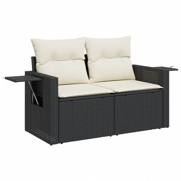 vidaXL 13-delige Loungeset met kussens poly rattan zwart