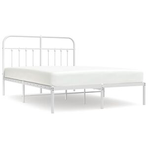 vidaXL Bedframe met hoofdbord metaal wit 135x190 cm