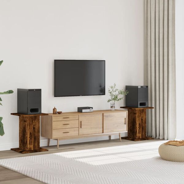 vidaXL Speakerstandaards 2 st 30x30x60 cm bewerkt hout gerookt eiken