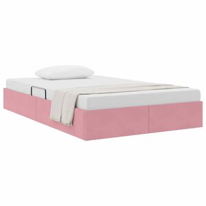 vidaXL Opslag bed met matras met hoofdeinde Roze 120 x 200 cm Fluweel