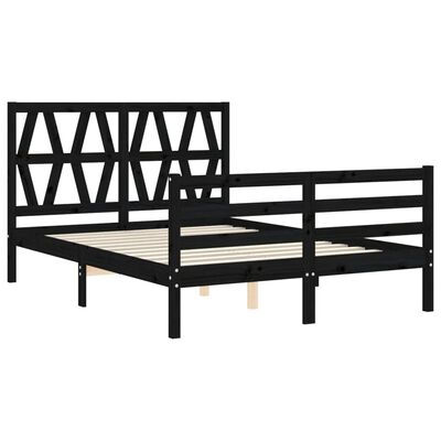 vidaXL Bedframe met hoofdbord massief hout zwart 120x200 cm