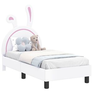 vidaXL Peuterbedframe met hoofdbord Wit 70 x 140 cm PU