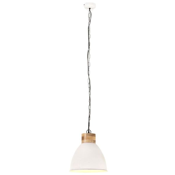 vidaXL Hanglamp industrieel E27 46 cm ijzer en massief hout wit