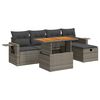 vidaXL 6-delige Loungeset met kussens poly rattan acacia grijs