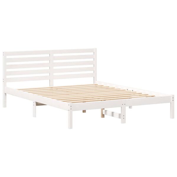 vidaXL Bedframe met hoofdeinde Wit 140 x 200 cm Massief grenenhout