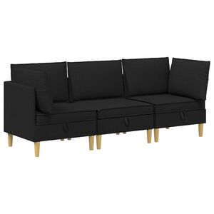 vidaXL Modulaire Sofa Set met Opslag 3 st Zwart Stof