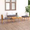 vidaXL 4-delige Loungeset met kussens massief acaciahout