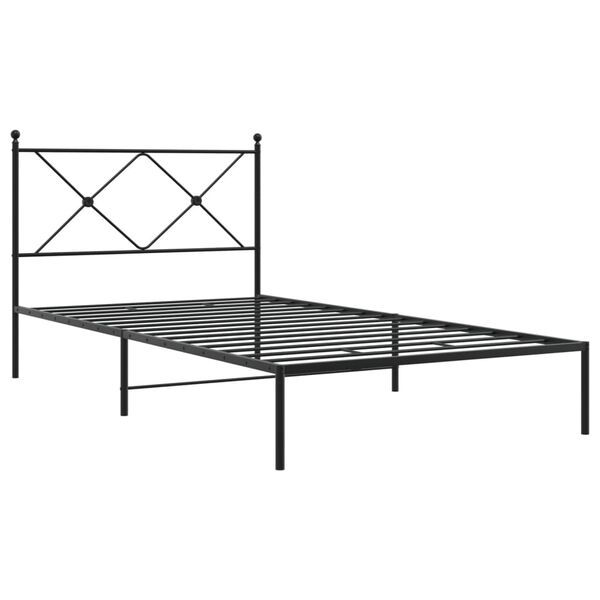 vidaXL Bedframe met hoofdbord metaal zwart 100x200 cm