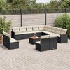 vidaXL 14-delige Loungeset met kussens poly rattan zwart