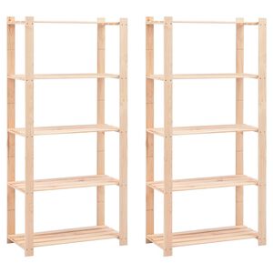 vidaXL Opbergrekken 5-laags 2 st 80x38x170 cm grenenhout 250 kg