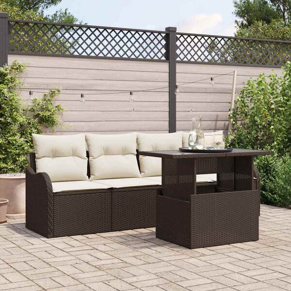vidaXL Tuin Sofa Set met kussen 5 pcs Bruin Poly riet