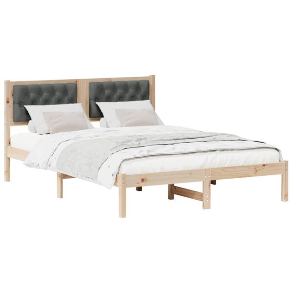 vidaXL Bedframe Donkergrijs 140 x 190 cm Massief grenenhout