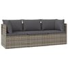 vidaXL 3-delige Loungeset met kussens poly rattan grijs
