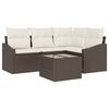 vidaXL Bankstel met kussen 5 pcs Bruin poly rattan