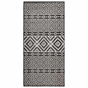 vidaXL Buitenkleed met patroon platgeweven 80x150 cm zwart