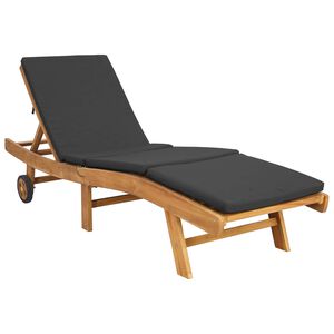 vidaXL Ligstoel Bruin en Donkergrijs Polyester