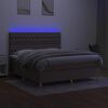 vidaXL Boxspring met matras en LED stof taupe 180x200 cm