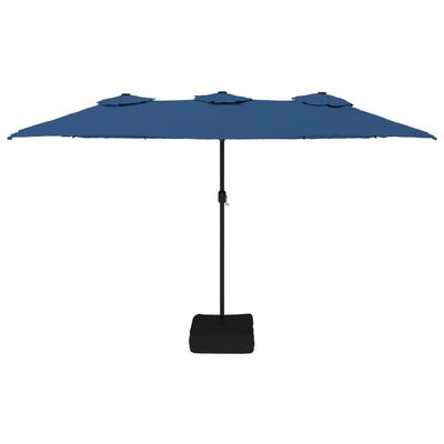 vidaXL Parasol dubbel dak met LED 449x245 cm azuurblauw