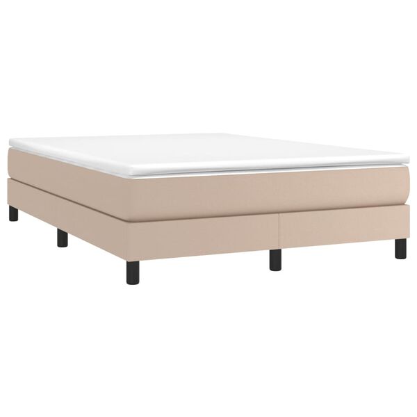 vidaXL Boxspring met matras kunstleer cappuccinokleurig 140x200 cm