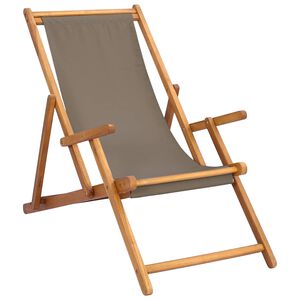 vidaXL Strandstoel Taupe Massief Teakhout