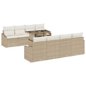 vidaXL Tuin Sofa Set met kussen met opslag 9 pcs Beige poly rattan