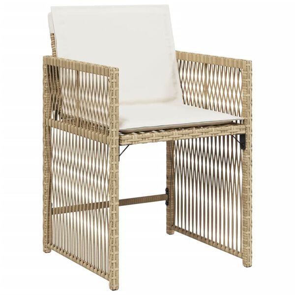 vidaXL Tuinstoelen 4 st met kussens poly rattan beige