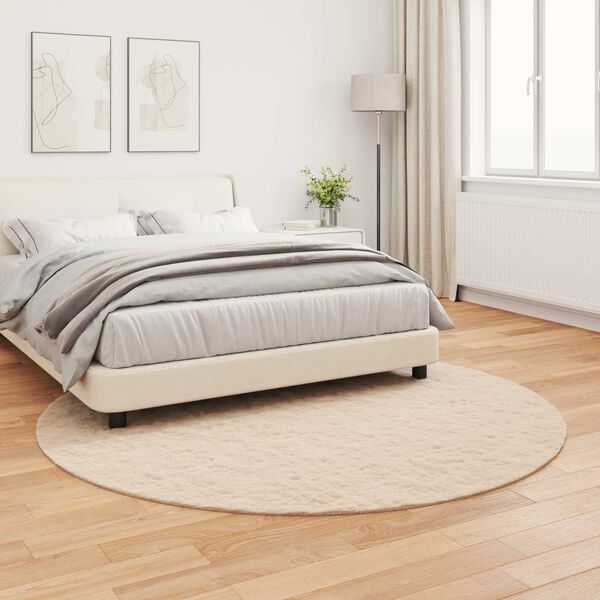 vidaXL Nep Konijnenbont Tapijt Olite Taupe &Oslash; 160 cm Polyester