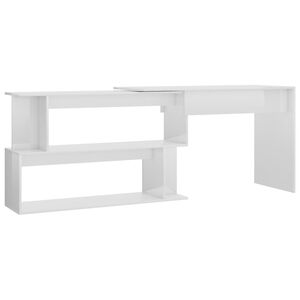 vidaXL Hoekbureau 200x50x76 cm bewerkt hout hoogglans wit