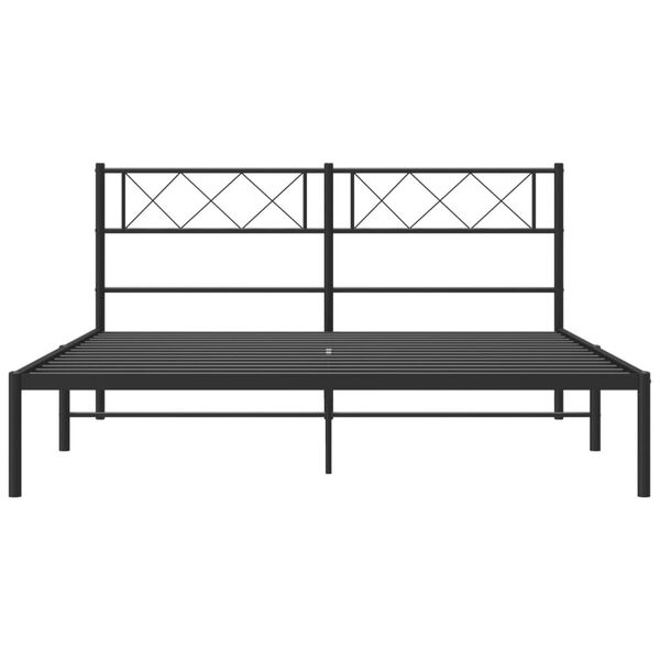 vidaXL Bedframe met hoofdbord metaal zwart 140x200 cm