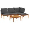 vidaXL 5 st Tuin Loungeset met Kussens Massief acaciahout & touw