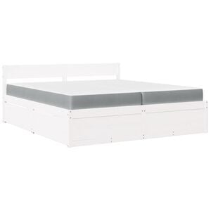 vidaXL Bed met lades en matras massief grenenhout wit 200x200 cm