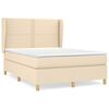 vidaXL Boxspring met matras stof cr&egrave;mekleurig 140x190 cm